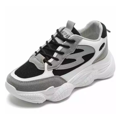 Double Sole Black And Grey Sport Shoe For Women (8912)